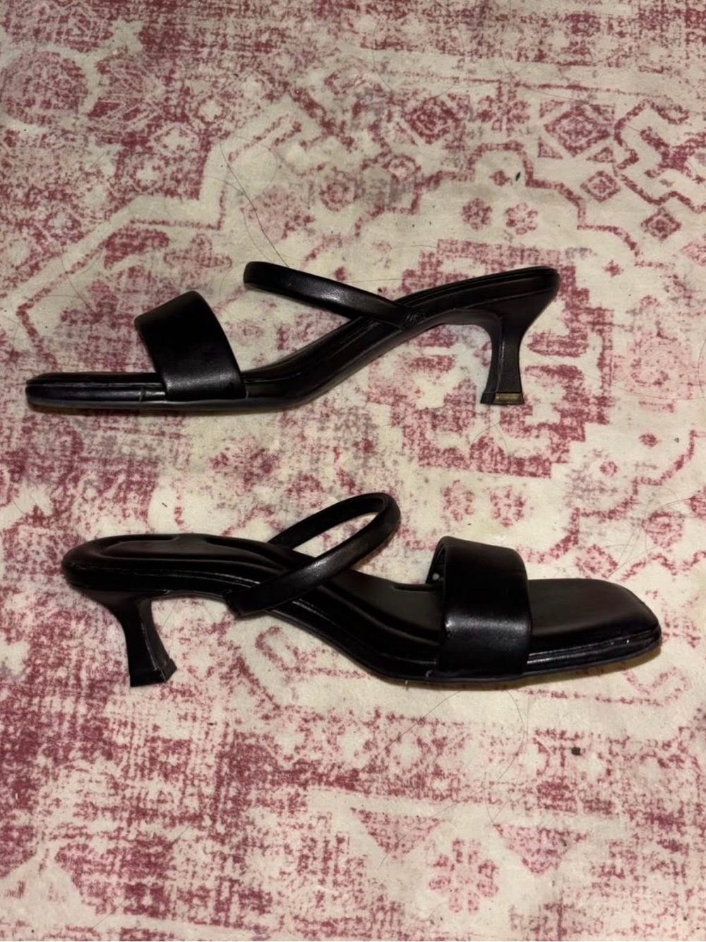 Classic Black Strappy Kitten Heel Sandals - Women's